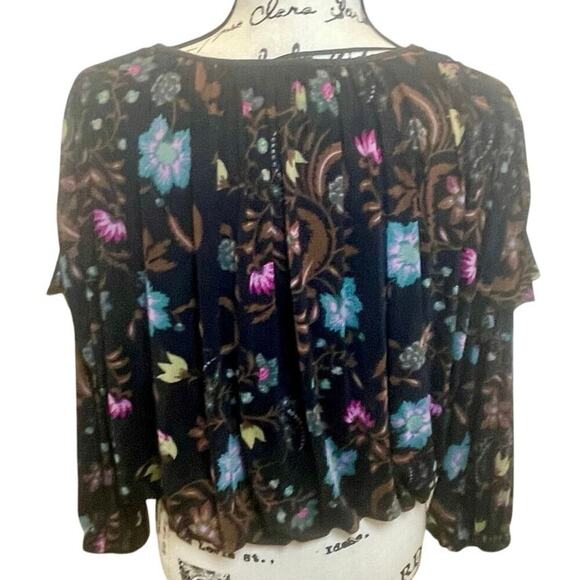 FREE PEOPLE BLOUSON WILDFLOWER HONEY SZ XS RUCHING RUFFLING SLEEVES AESTHETIC - Picture 13 of 16